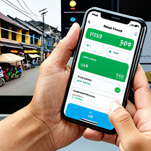 Home 4 **
A Vietnamese person using a smartphone app to manage their finances. The scene should be modern and bright, showing the ease and accessibility of automated financial services. Maybe include a subtle background showing a traditional Vietnamese market scene blending into a modern cityscape to represent the intersection of old and new finance. Keywords: mobile finance, Vietnam, easy, modern, technology, personal finance app.
**