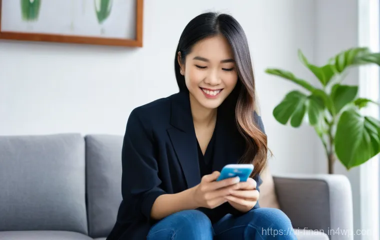 개인 재무 관리 자동화 방법 - **Prompt:** A young Vietnamese woman in her late 20s, with a gentle smile, sits comfortably in a bri...