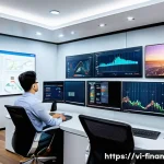 금융 자동화를 위한 외부 컨설팅 활용법 - A modern Vietnamese office setting with a diverse team of financial professionals analyzing digital ...