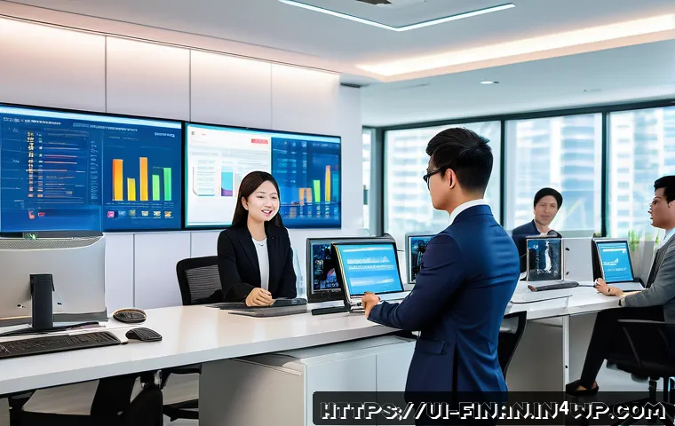 금융 자동화의 ROI 계산 방법 - A modern Vietnamese office scene showcasing a diverse team of finance professionals collaborating ar...