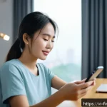 Home 20 금융 자동화와 인공지능의 결합 - A Vietnamese young professional woman using a smartphone app to track daily expenses in a cozy moder...