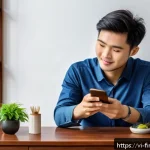 Home 23 금융 자동화의 고객 맞춤형 서비스 제공 - A modern Vietnamese young professional using a sleek smartphone app for personal finance management,...